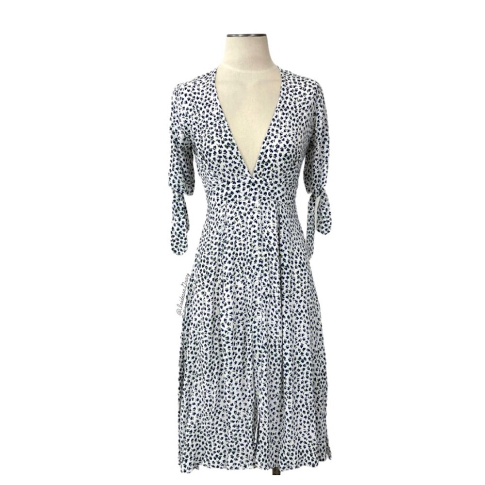 Nina White Floral MIDI Dress